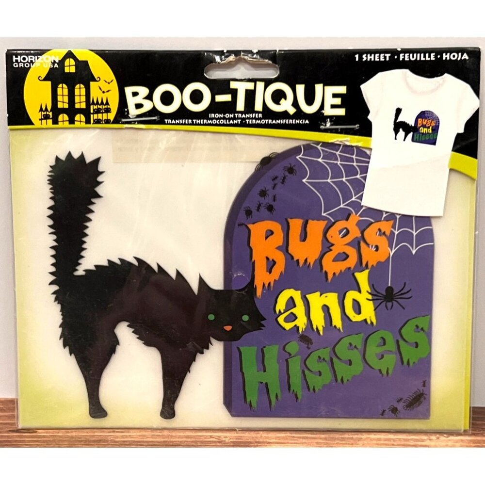 Boo-Tique Iron on Transfer Bugs & Hisses By Horizon Group MST26305-123 Black Cat